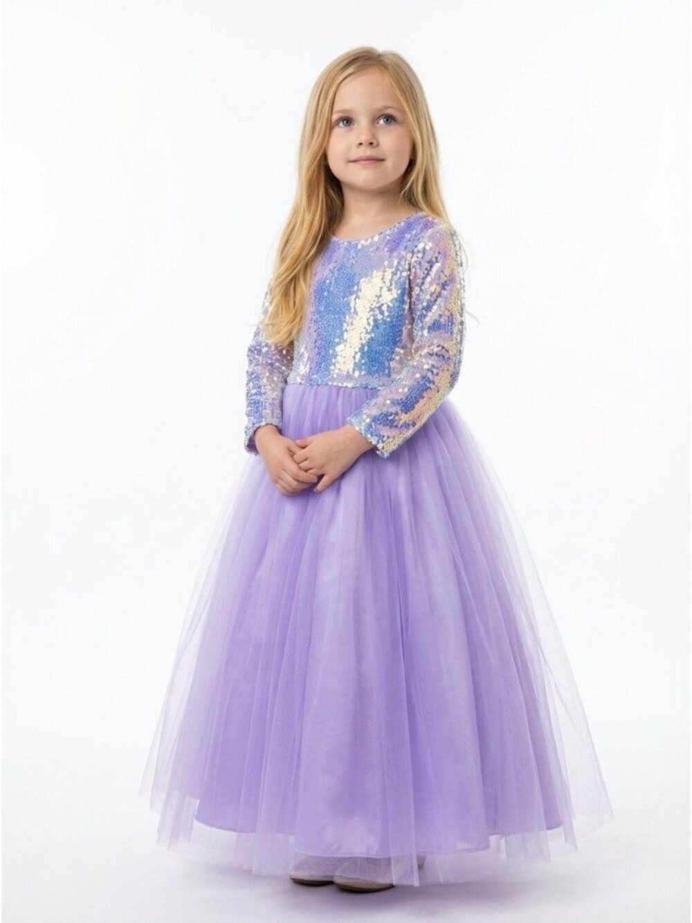Girls Lavender Sparkle Princess Dress